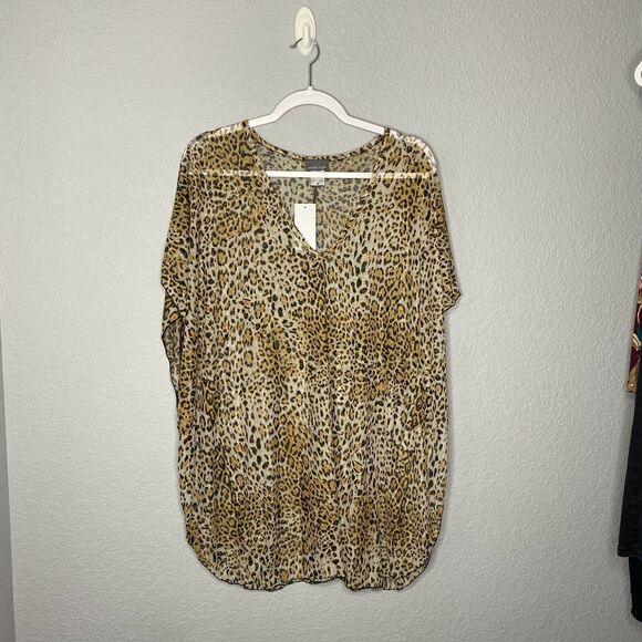 Jordan Taylor Leopard Print V-Neck Sleeveless Swim Cover-Up Size Medium - Picture 1 of 7